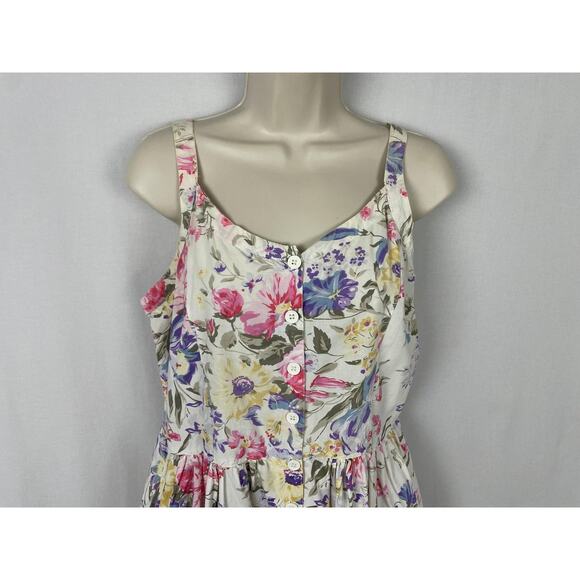 Vintage Starina Dress Womens Medium Floral Button Front Sundress Pockets 90s - Picture 6 of 14